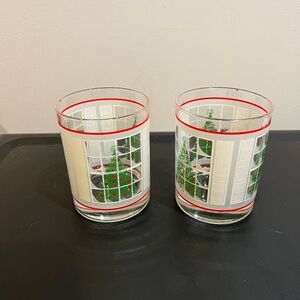 Set of 2 Vintage Waechtersbach Christmas Tree Window Glass Tumblers Multi Avail